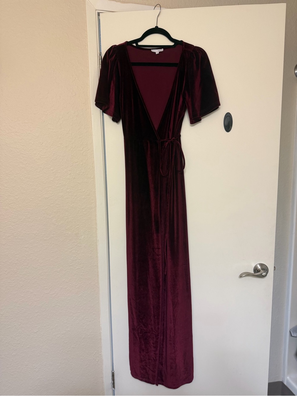 Baltic Born Burgundy Velvet Wrap Maxi Dress